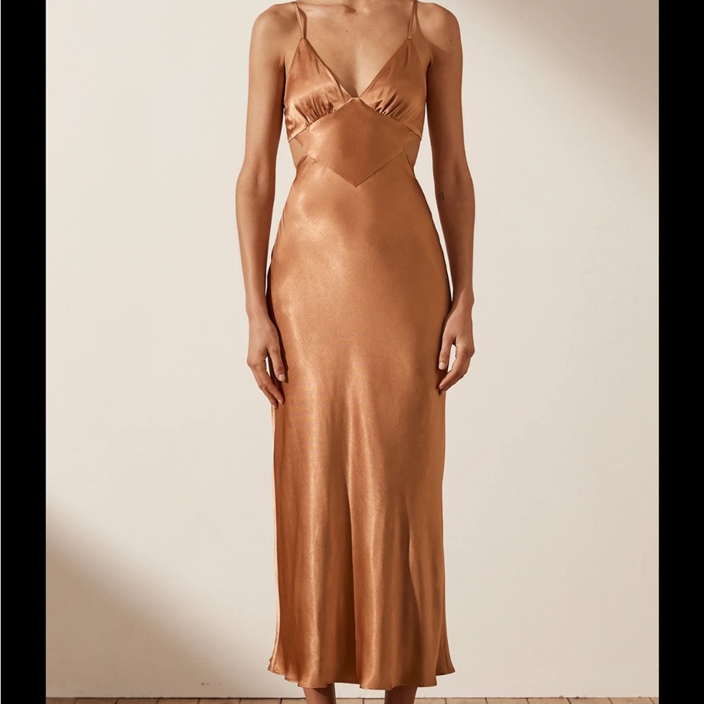 Shona Joy La Lune Backless Midi Dress in Copper Size 4